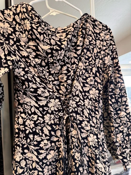 Floral Print Navy and Cream Jumpsuit - Picture 3 of 4